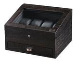 VOLTA RUSTIC BROWN 8 WATCH CASE WITH ADDITIONAL STORAGE AND SEE THROUGH TOP