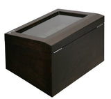 VOLTA RUSTIC BROWN 8 WATCH CASE WITH ADDITIONAL STORAGE AND SEE THROUGH TOP