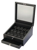 VOLTA CARBON FIBER 15 WATCH CASE WITH ADDITIONAL STORAGE AND SEE THROUGH TOP